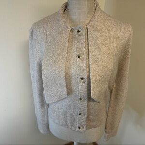 FRNCH Paris Perline Wool Blend Cardigan Puff Sleeve Cozy S Parisian Boutique EUC
